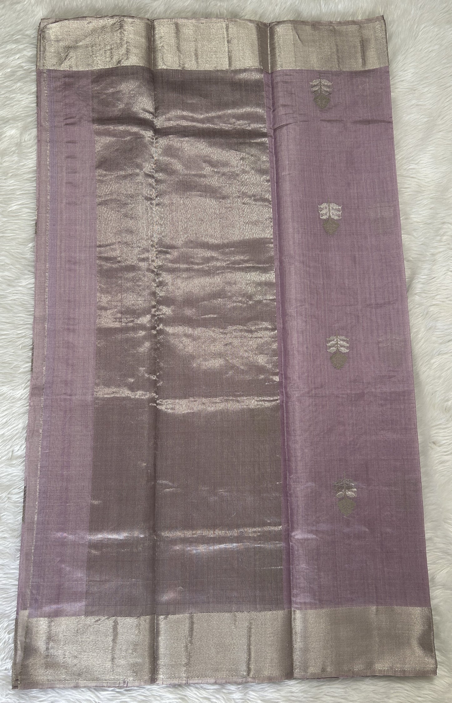 Chanderi Pattu Saree light purple colored saree complemented with a Silver Zari Weaving border - Sampradaya Designer Studio