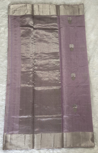 Chanderi Pattu Saree light purple colored saree complemented with a Silver Zari Weaving border - Sampradaya Designer Studio