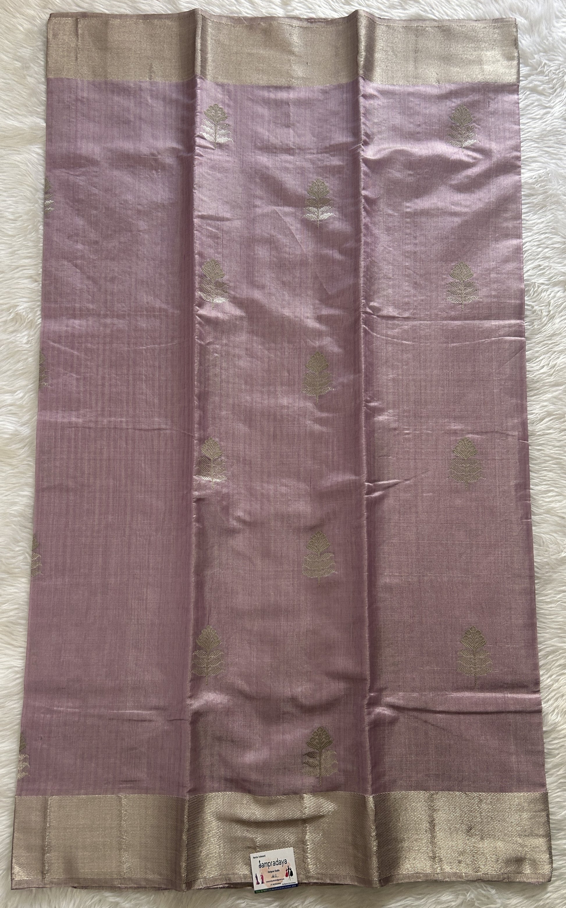 Chanderi Pattu Saree light purple colored saree complemented with a Silver Zari Weaving border - Sampradaya Designer Studio