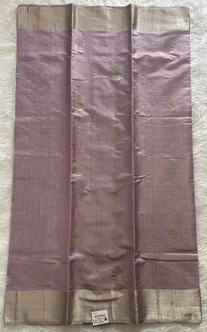 Chanderi Pattu Saree light purple colored saree complemented with a Silver Zari Weaving border - Sampradaya Designer Studio