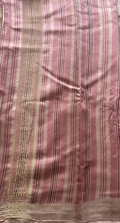 Chiniya Silk Saree Light Pink Colored Elegantly Paired with a Zari Border. - Sampradaya Designer Studio