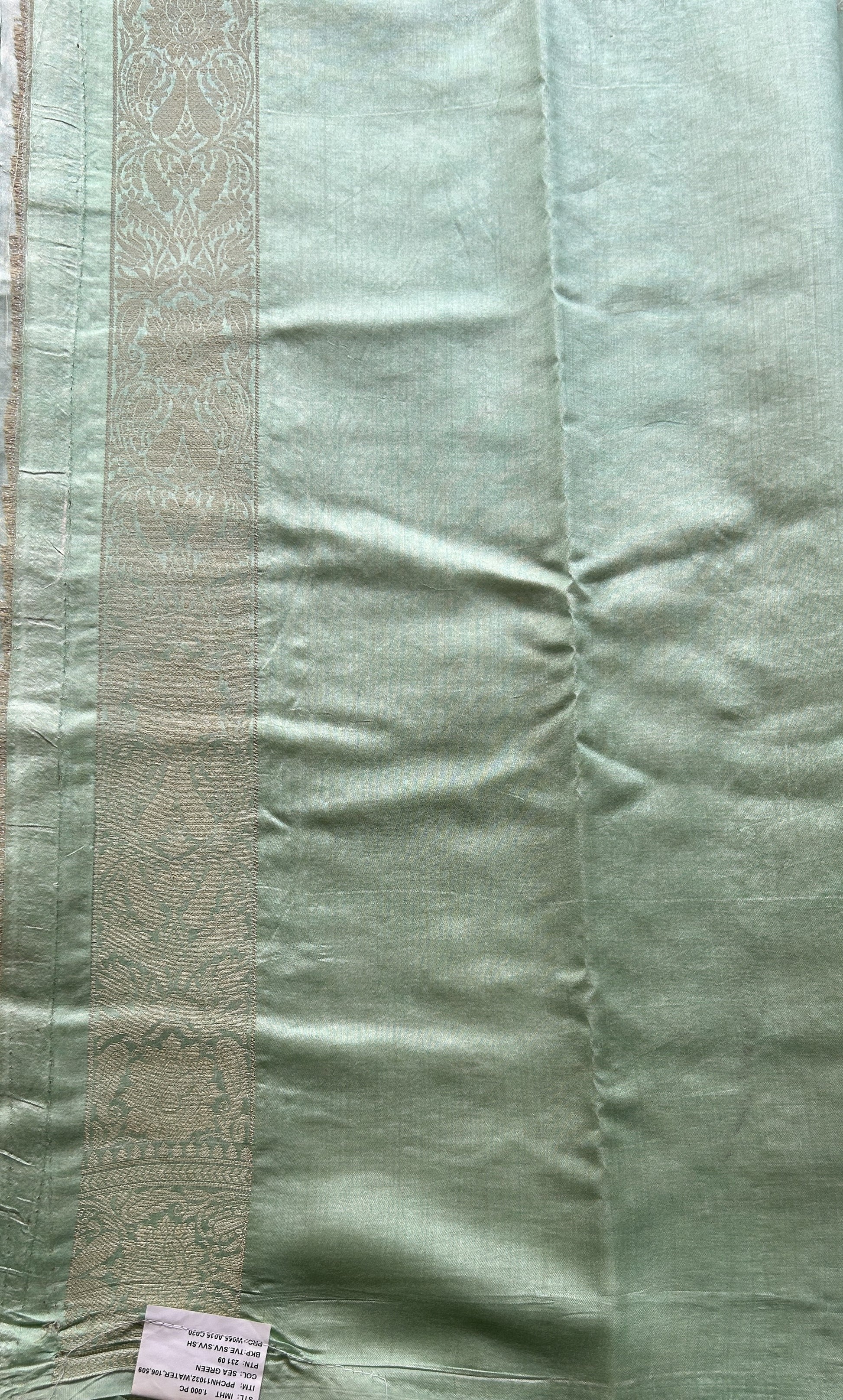 Chiniya Silk Saree Pista Green Colored Elegantly Paired with a Zari Border. - Sampradaya Designer Studio