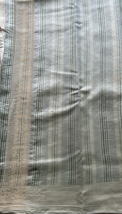 Chiniya Silk Saree Light Sea Blue Colored Elegantly Paired with a Zari Border. - Sampradaya Designer Studio
