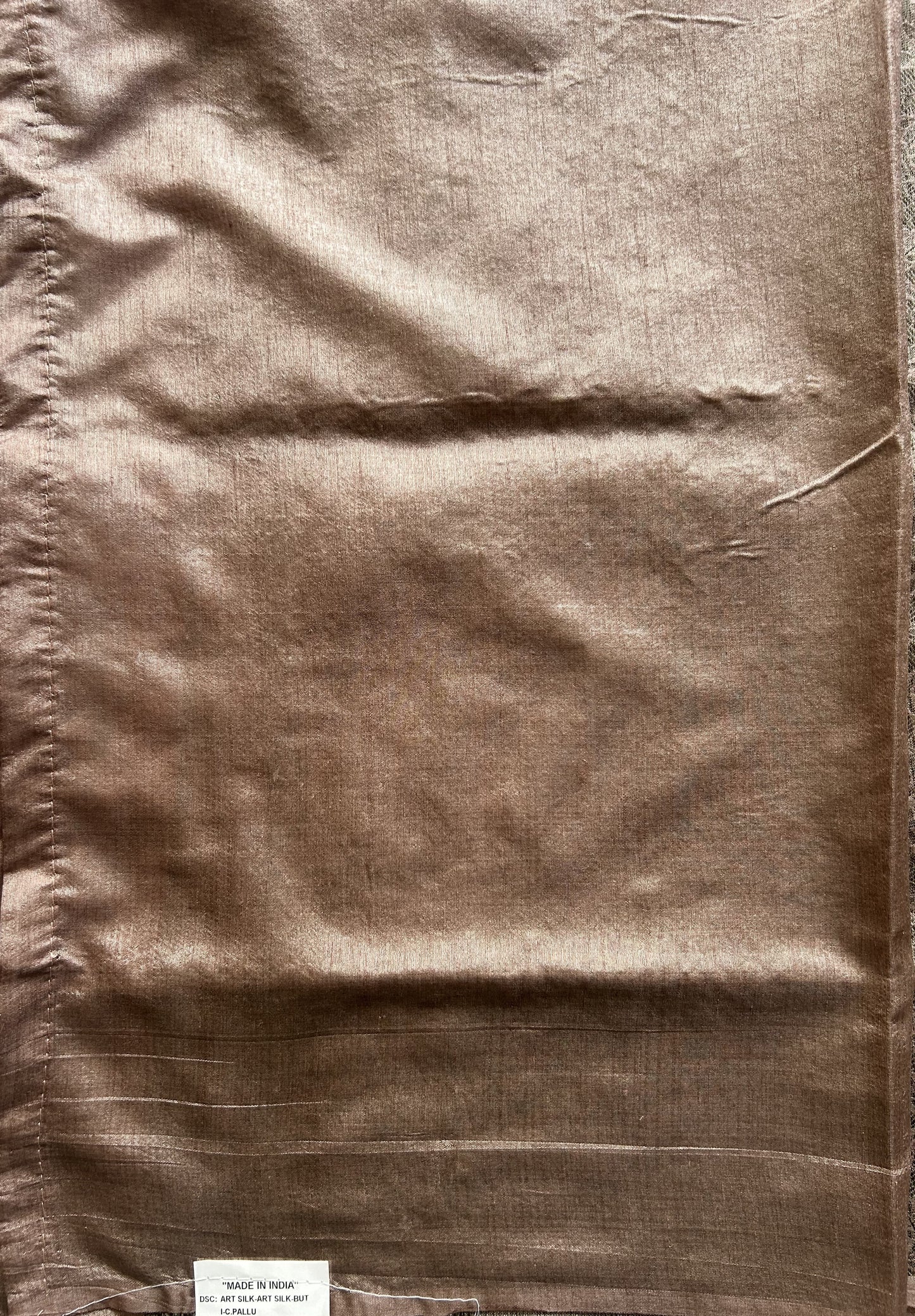 Semi Raw Silk Saree Beige Colored Elegantly paired with a Silver Zari Border. - Sampradaya Designer Studio