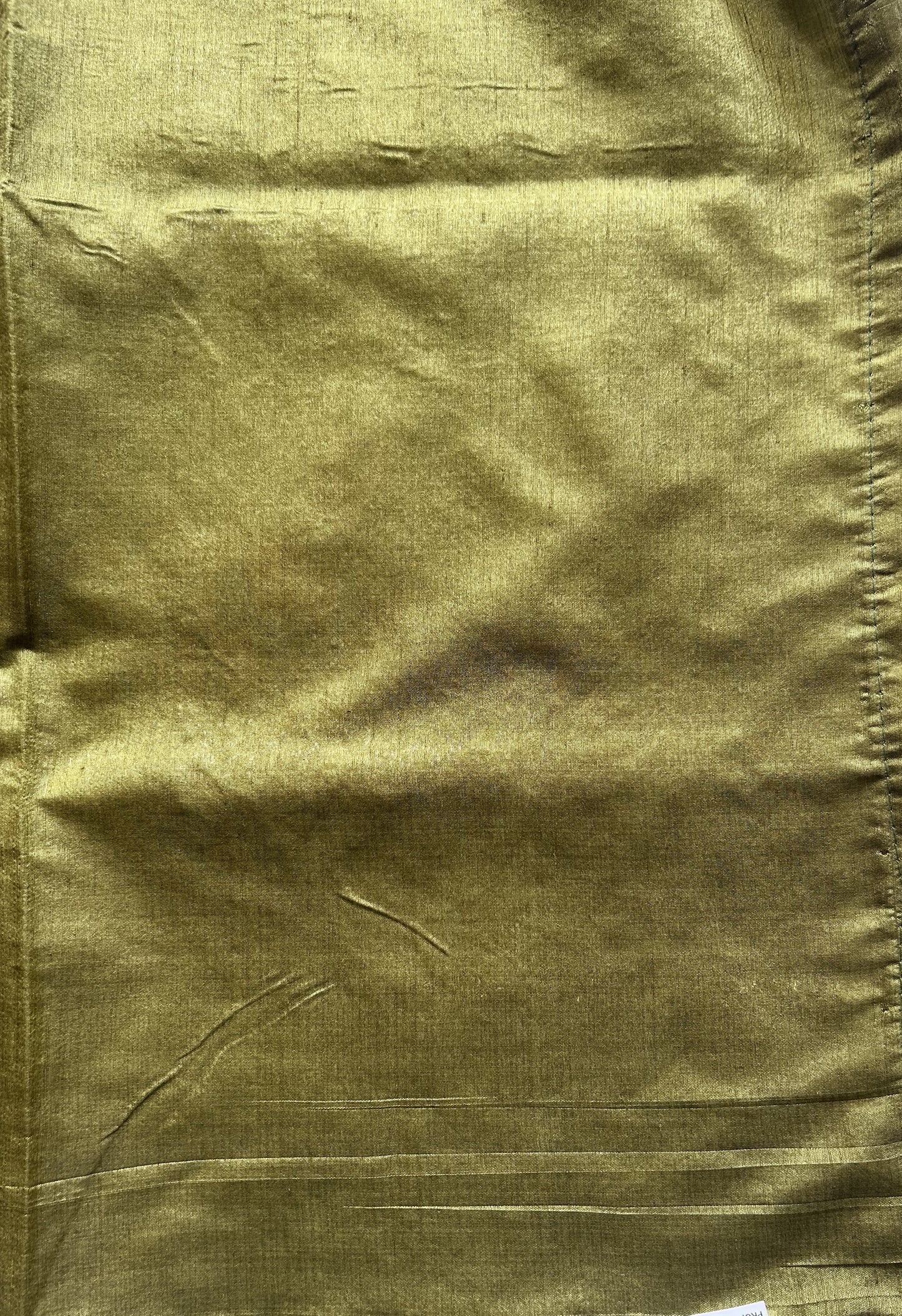 Semi Raw Silk Saree Mustard Colored Elegantly paired with a Silver Zari Border. - Sampradaya Designer Studio