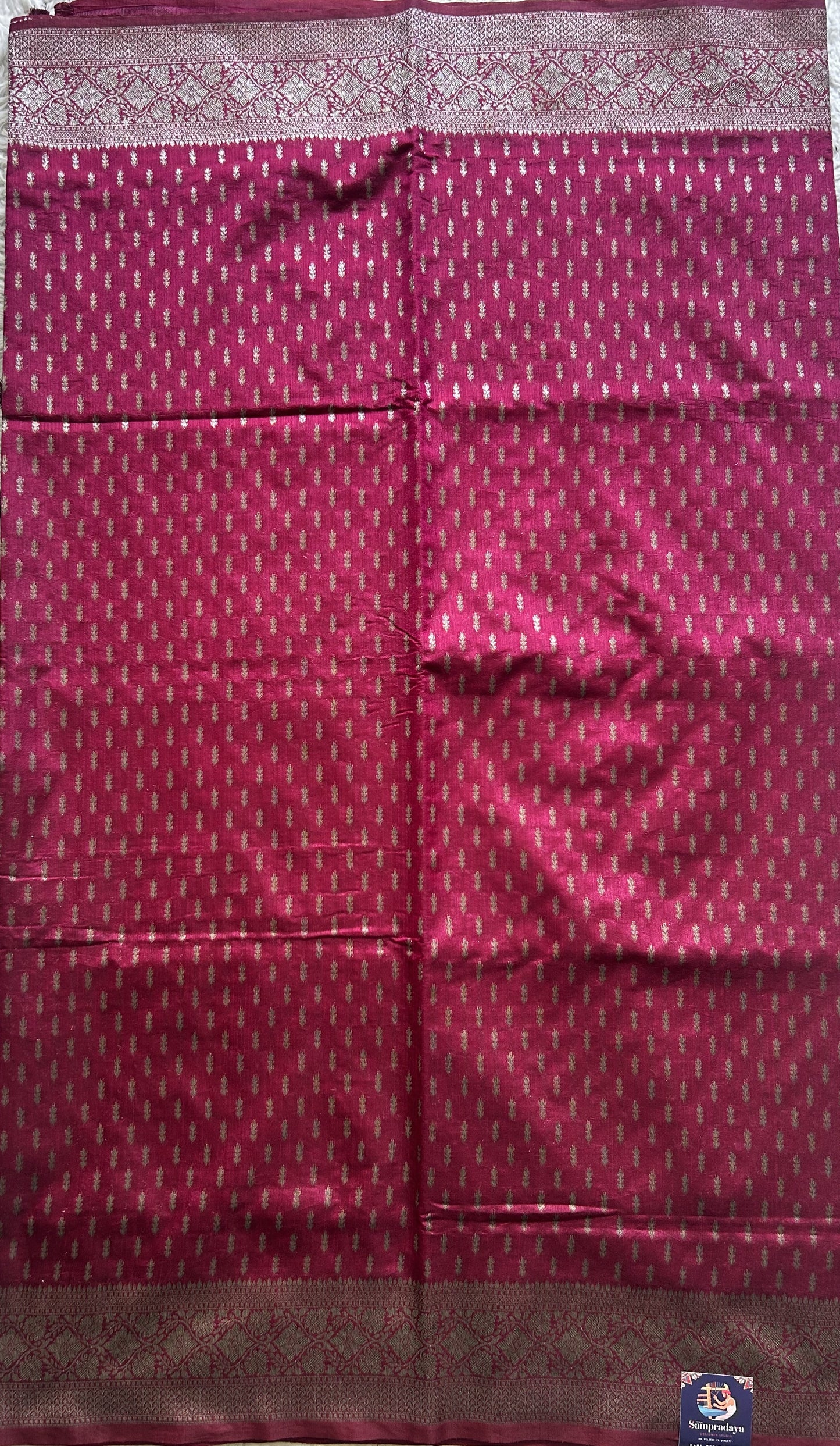Semi Raw Silk Saree Blush Pink Colored Elegantly paired with a Silver Zari Border. - Sampradaya Designer Studio