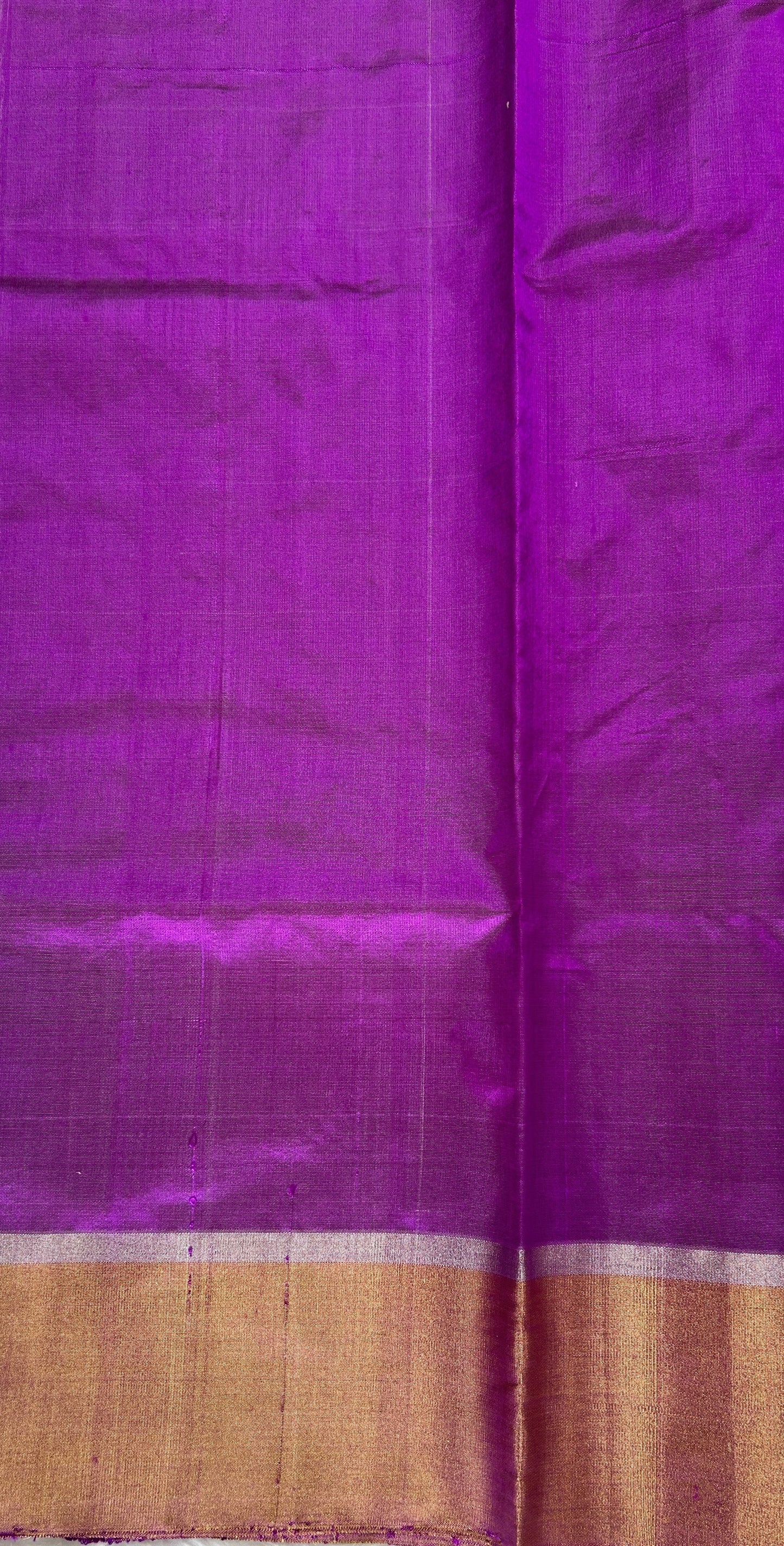 Chanderi Pattu Saree Magenta colored saree complemented with a Light Purple Silver Zari border - Sampradaya Designer Studio
