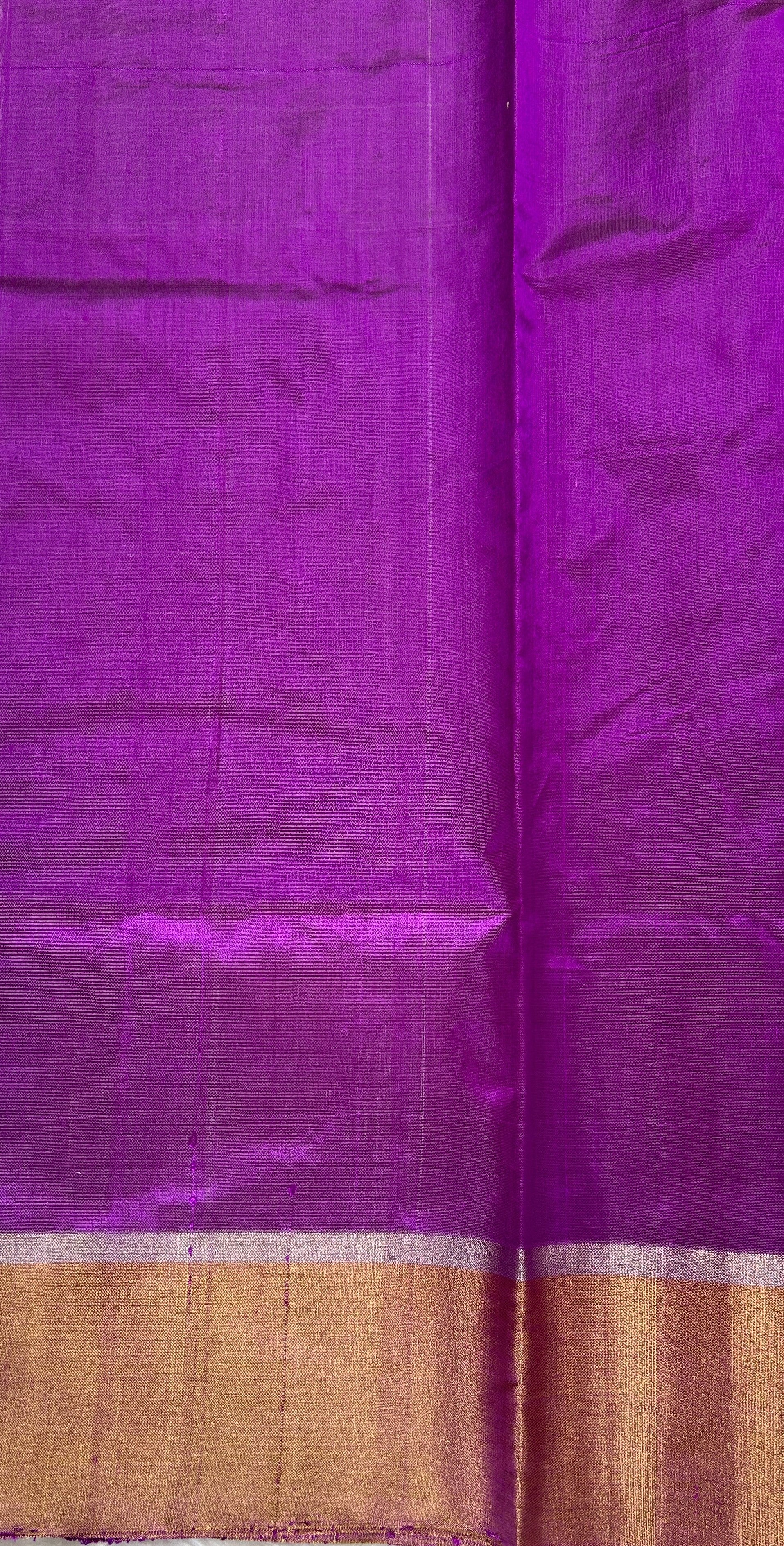 Chanderi Pattu Saree Magenta colored saree complemented with a Light Purple Silver Zari border - Sampradaya Designer Studio