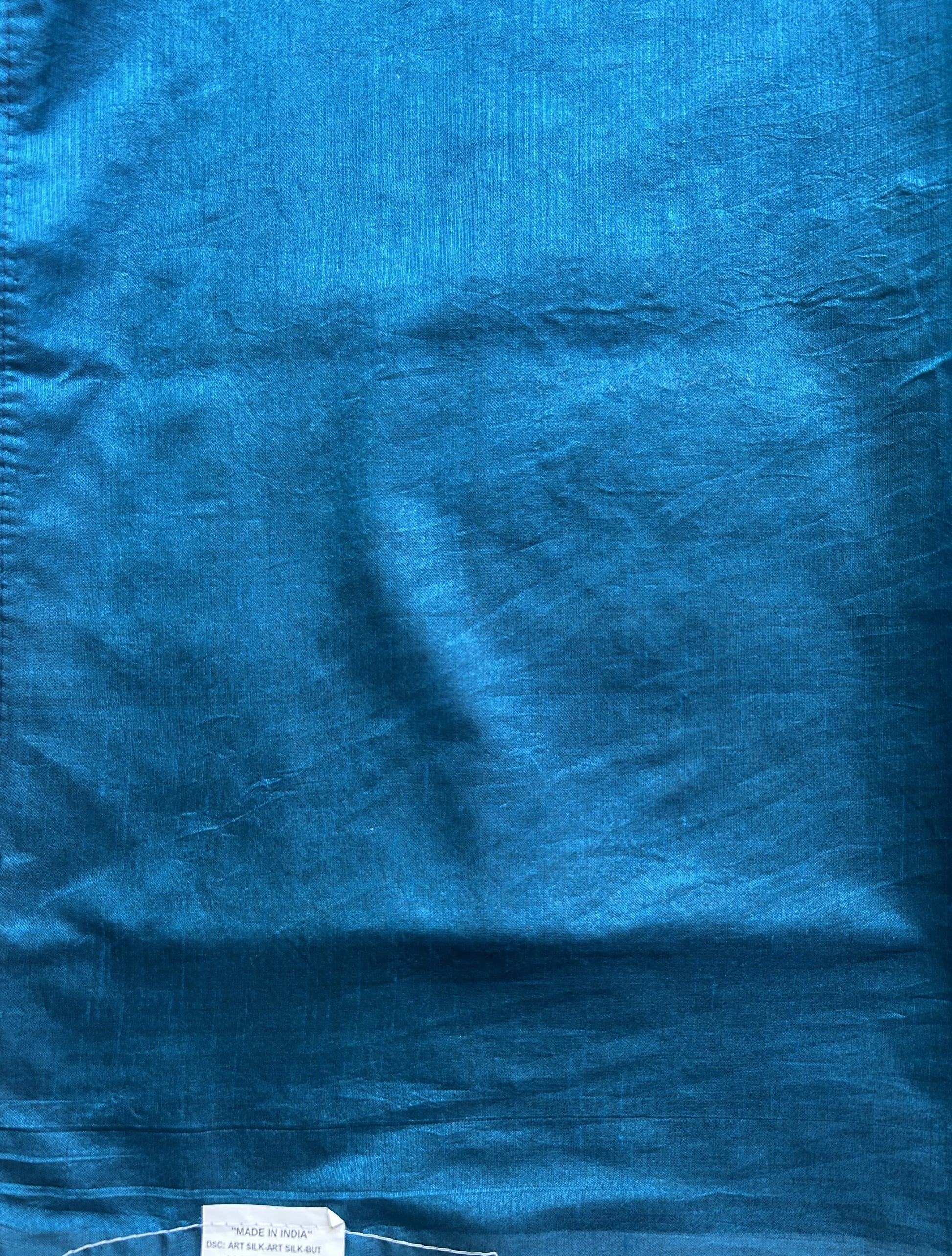 Semi Raw Silk Saree dark Blue Colored Elegantly paired with a Silver Zari Border. - Sampradaya Designer Studio