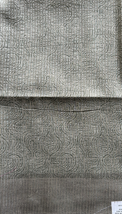 Semi Tussar Saree Light Green Colored complemented with a Zari Border. - Sampradaya Designer Studio