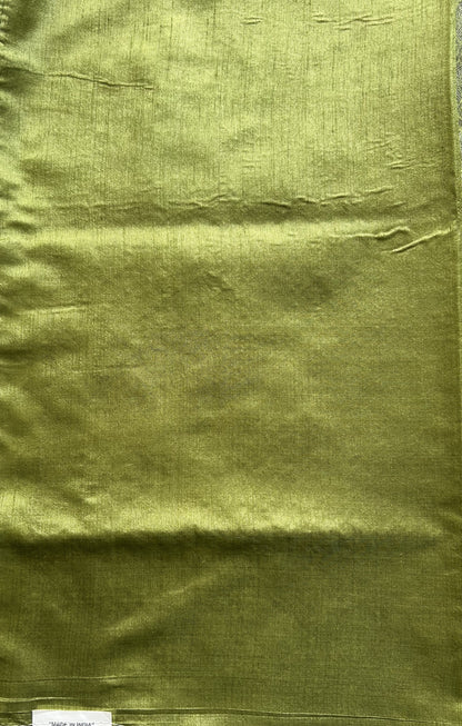 Semi Raw Silk Saree Light Green Colored Elegantly paired with a Silver Zari Border. - Sampradaya Designer Studio