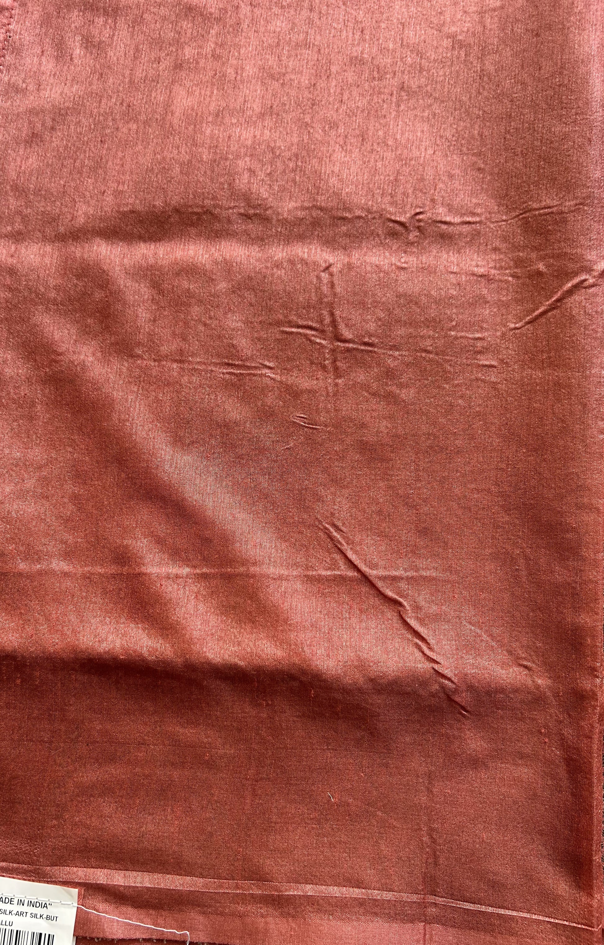 Semi Raw Silk Saree Baby Pink Colored Elegantly paired with a Silver Zari Border. - Sampradaya Designer Studio