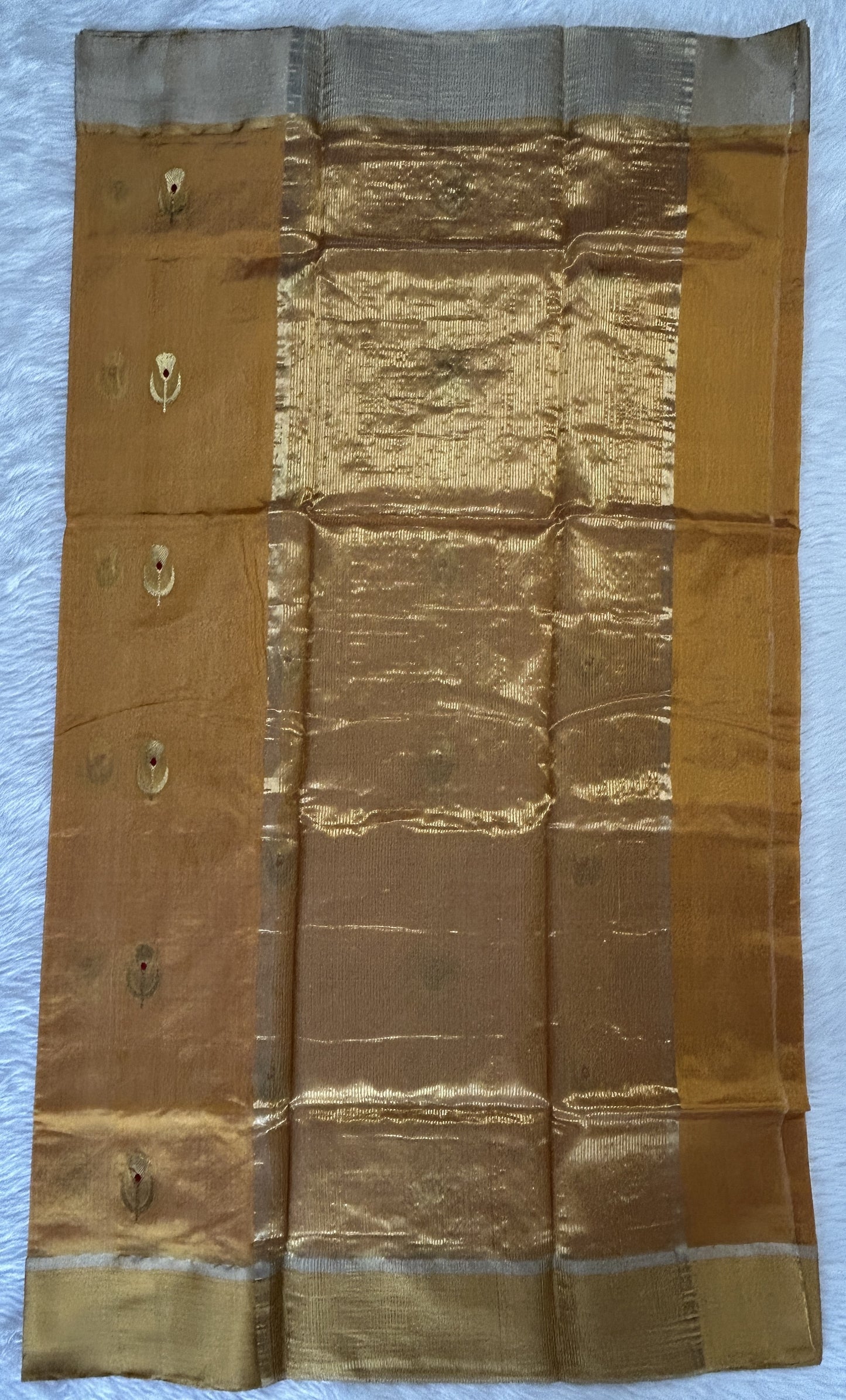 Chanderi Pattu Saree Mango Yellow colored saree complemented with a Gold Zari Weaving  Plain border - Sampradaya Designer Studio