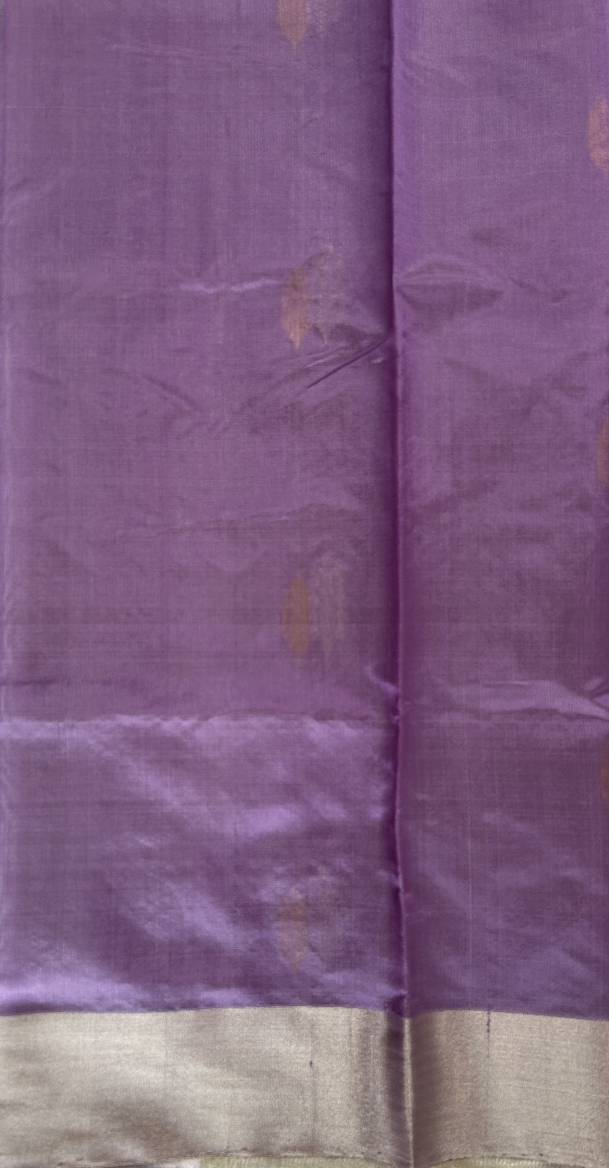 Chanderi Pattu Saree Dusty Purple colored saree complemented with a Silver Zari Weaving Plain border - Sampradaya Designer Studio