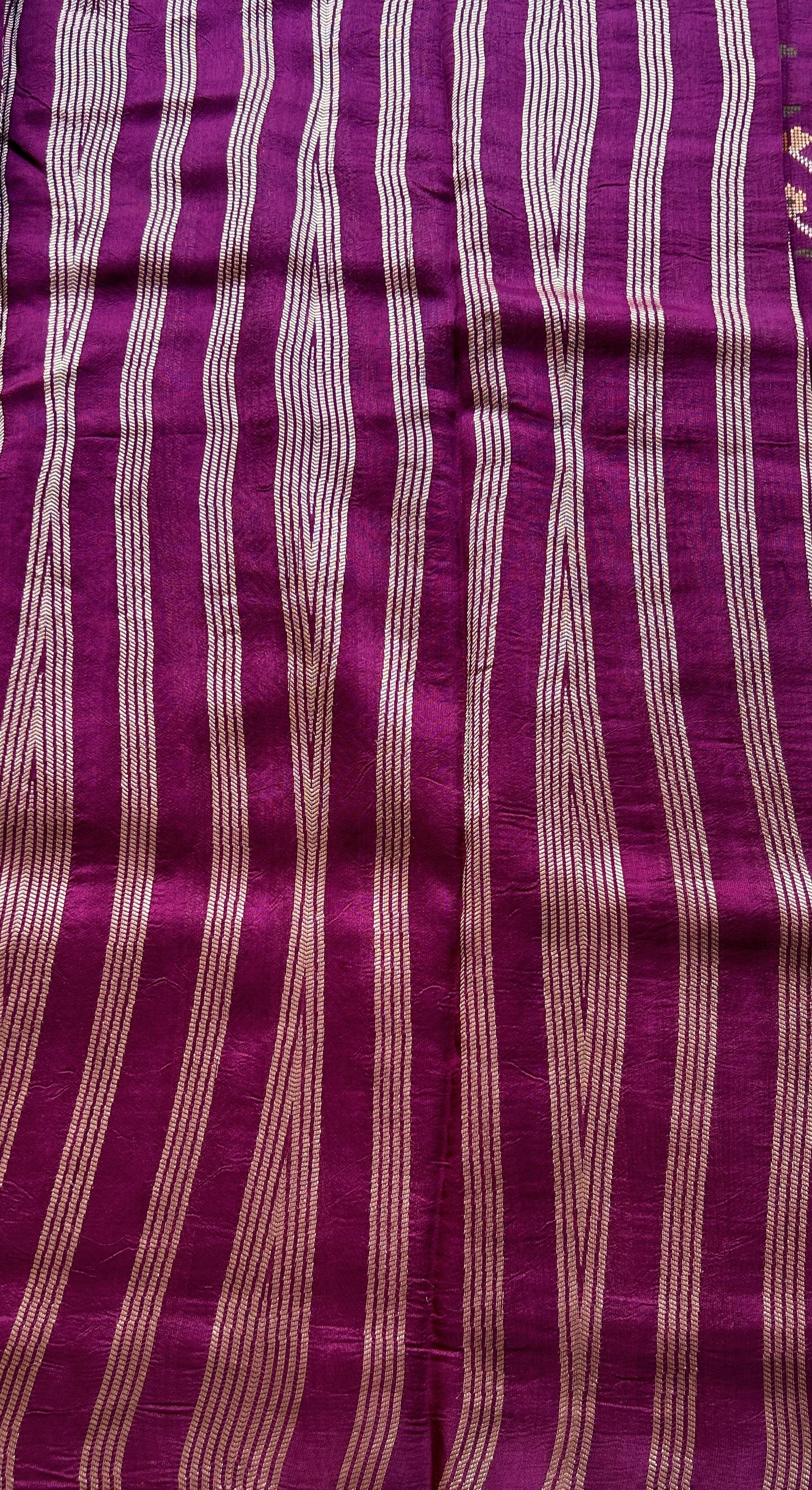 Banarasi Tussar Georgette Allover Saree Purple Colored Exquisite Zari Border. - Sampradaya Designer Studio