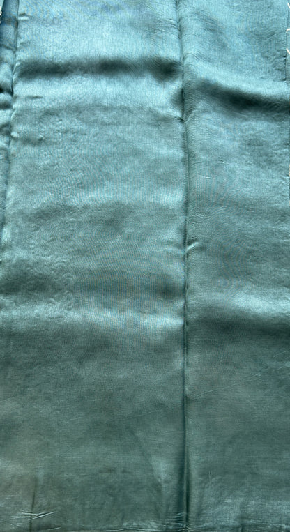 Banarasi Tussar Georgette Allover Saree Dusty Blue Colored Exquisite Zari Border. - Sampradaya Designer Studio