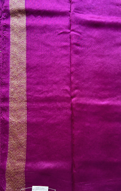Banarasi Tussar Georgette Allover Saree Magenta Colored Exquisite Zari Border. - Sampradaya Designer Studio