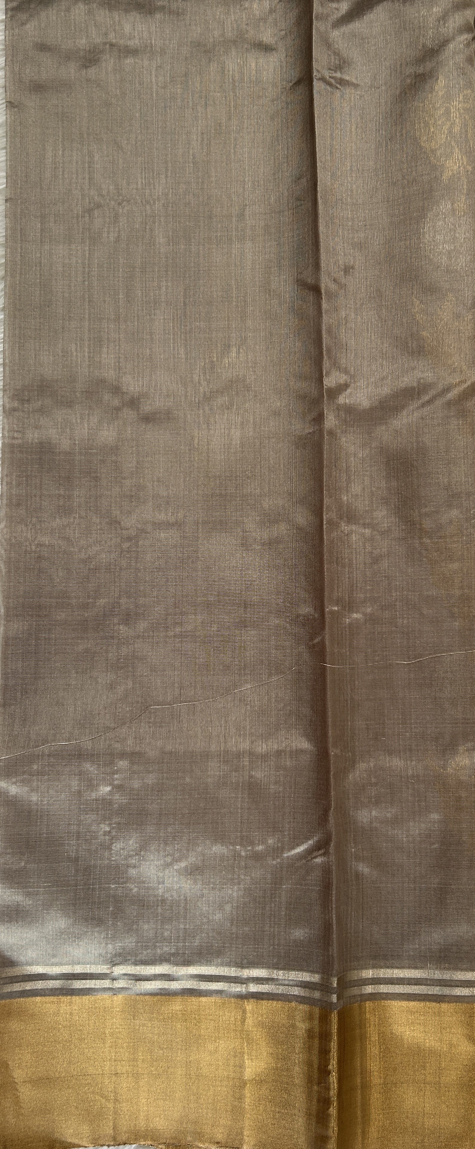 Chanderi Pattu Saree Light Grey colored saree complemented with a Gold Zari Weaving border - Sampradaya Designer Studio