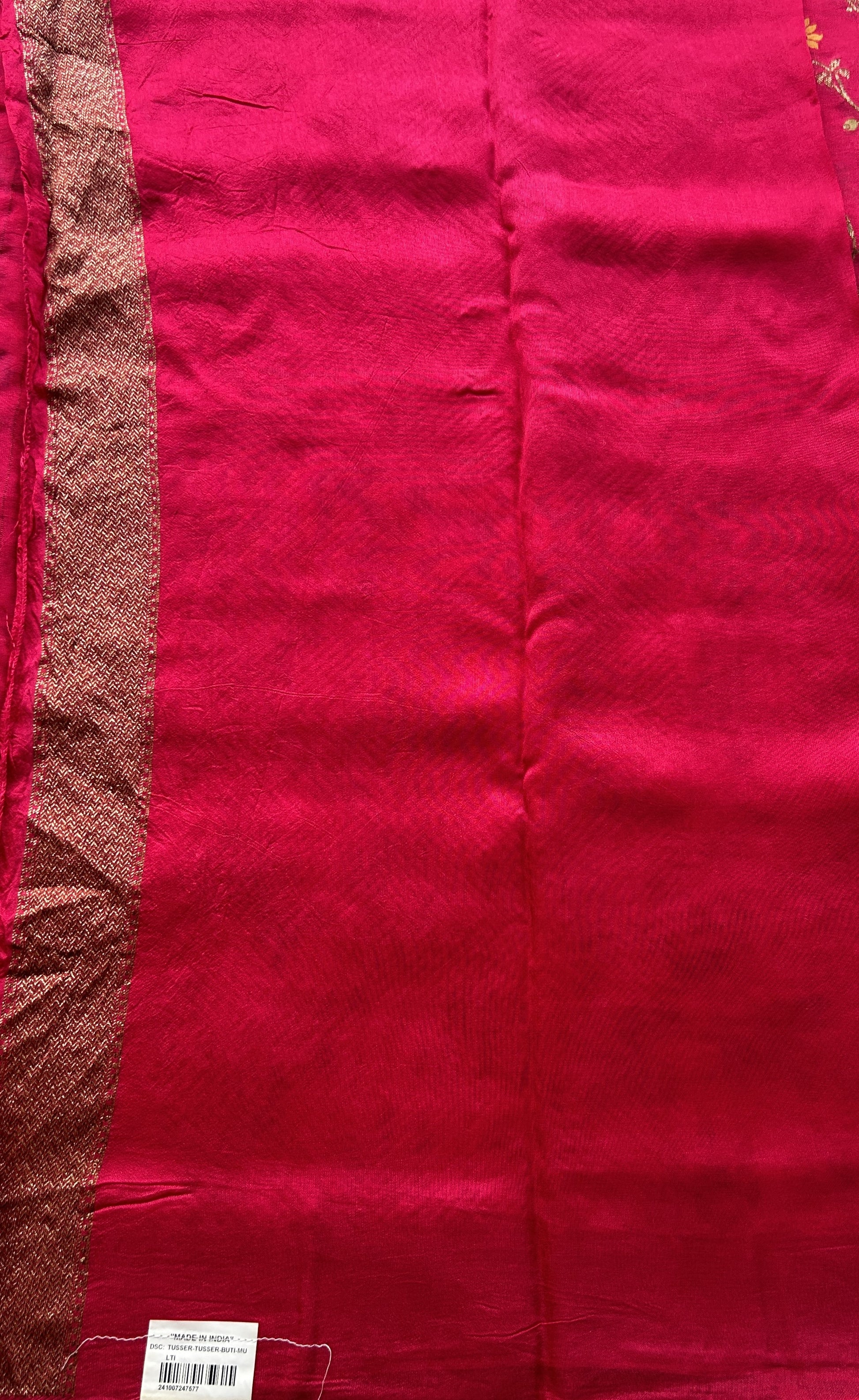Banarasi Tussar Georgette Allover Saree Hot Pink Colored Exquisite Zari Border. - Sampradaya Designer Studio