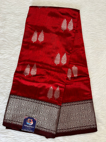 Chanderi Pattu Saree Light Maroon colored saree complemented with a Maroon Kanchi border - Sampradaya Designer Studio