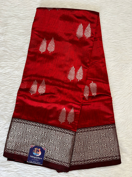 Chanderi Pattu Saree Light Maroon colored saree complemented with a Maroon Kanchi border - Sampradaya Designer Studio