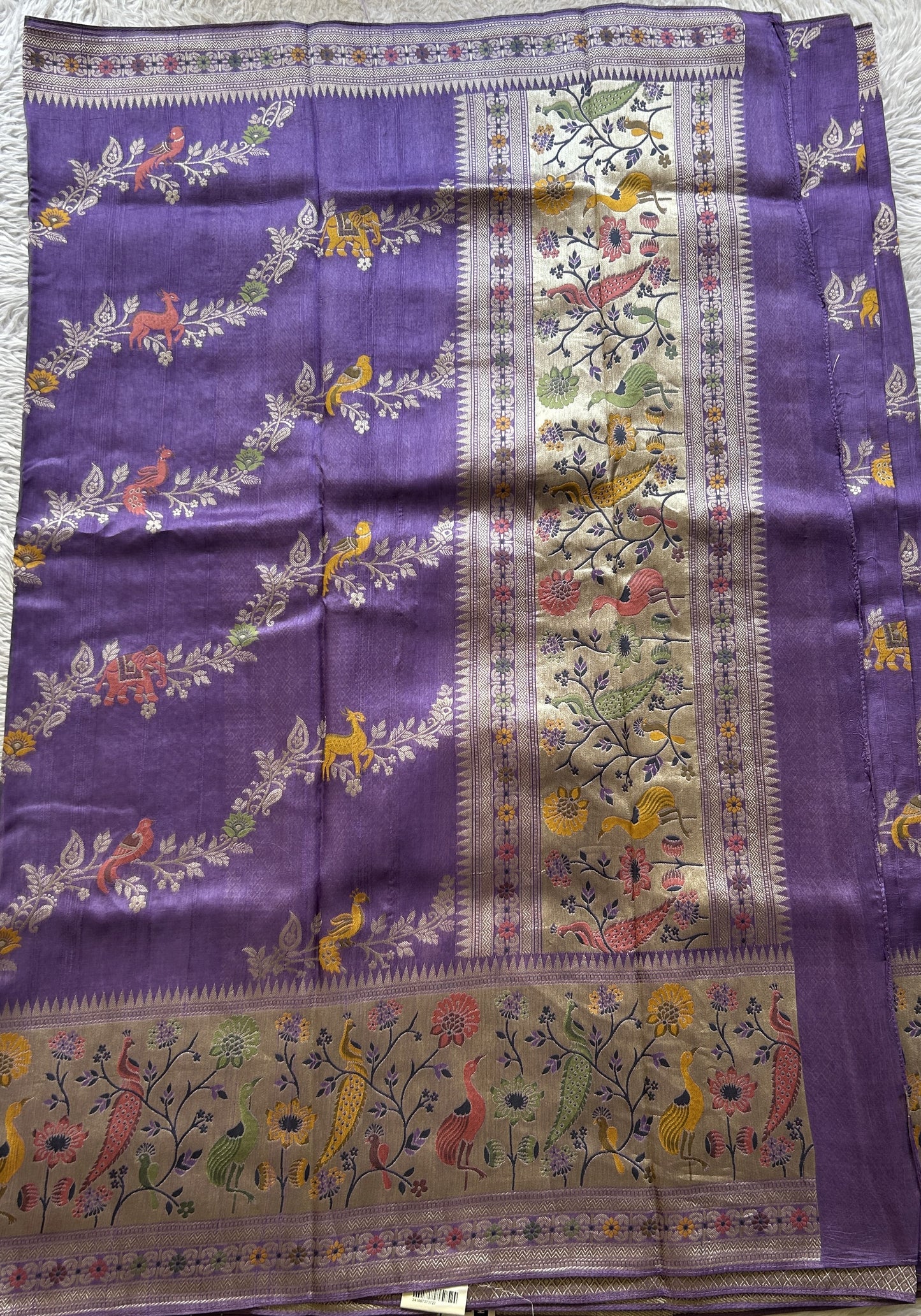 Banarasi Tussar Georgette Allover Saree Lilac Colored Paired with a Zari Border. - Sampradaya Designer Studio