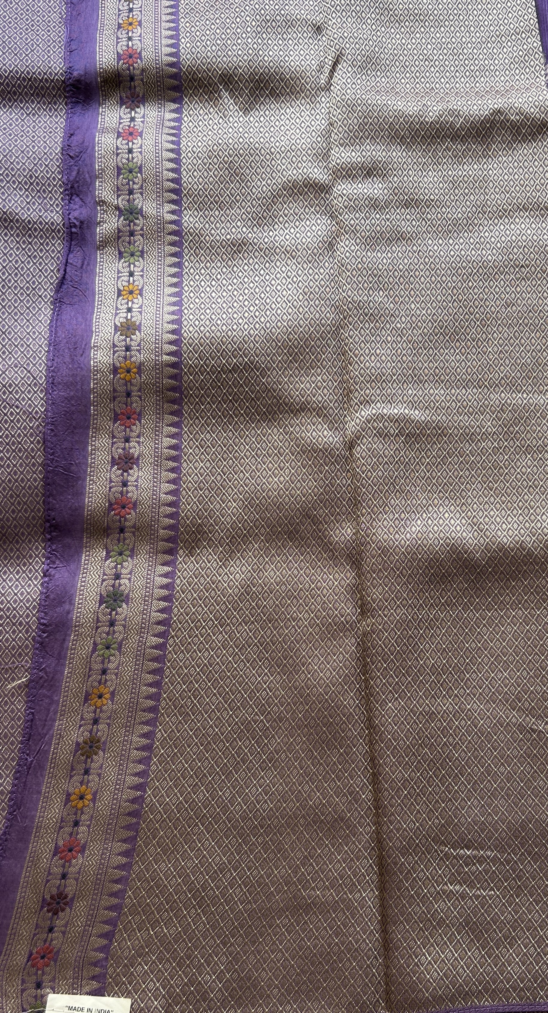 Banarasi Tussar Georgette Allover Saree Lilac Colored Paired with a Zari Border. - Sampradaya Designer Studio