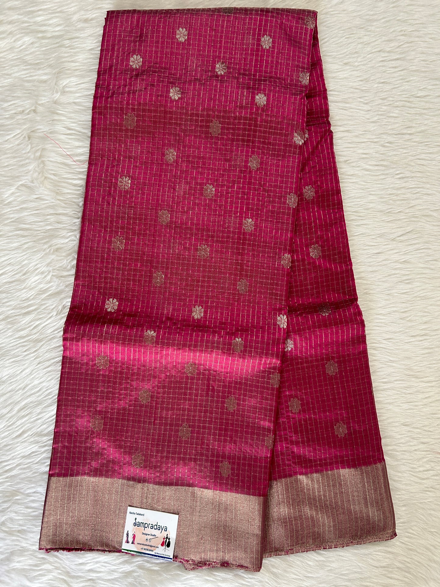 Chanderi Pattu Saree Dusty Rose colored saree complemented with a Silver Zari border - Sampradaya Designer Studio