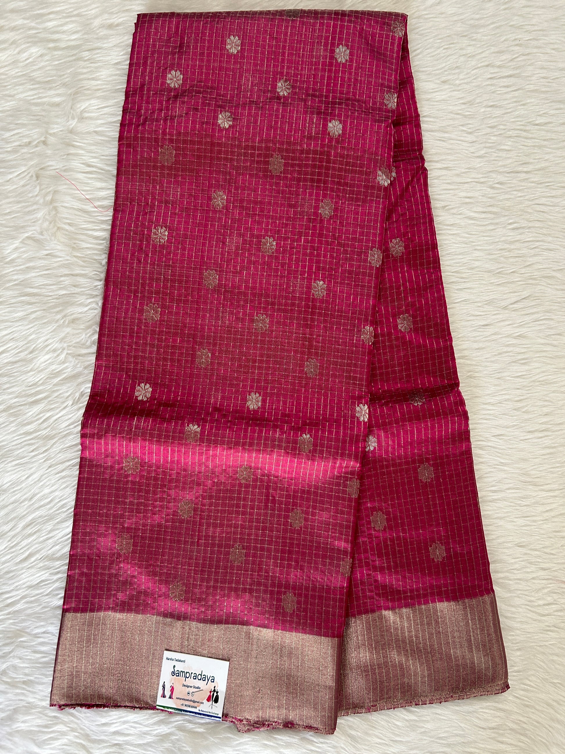 Chanderi Pattu Saree Dusty Rose colored saree complemented with a Silver Zari border - Sampradaya Designer Studio