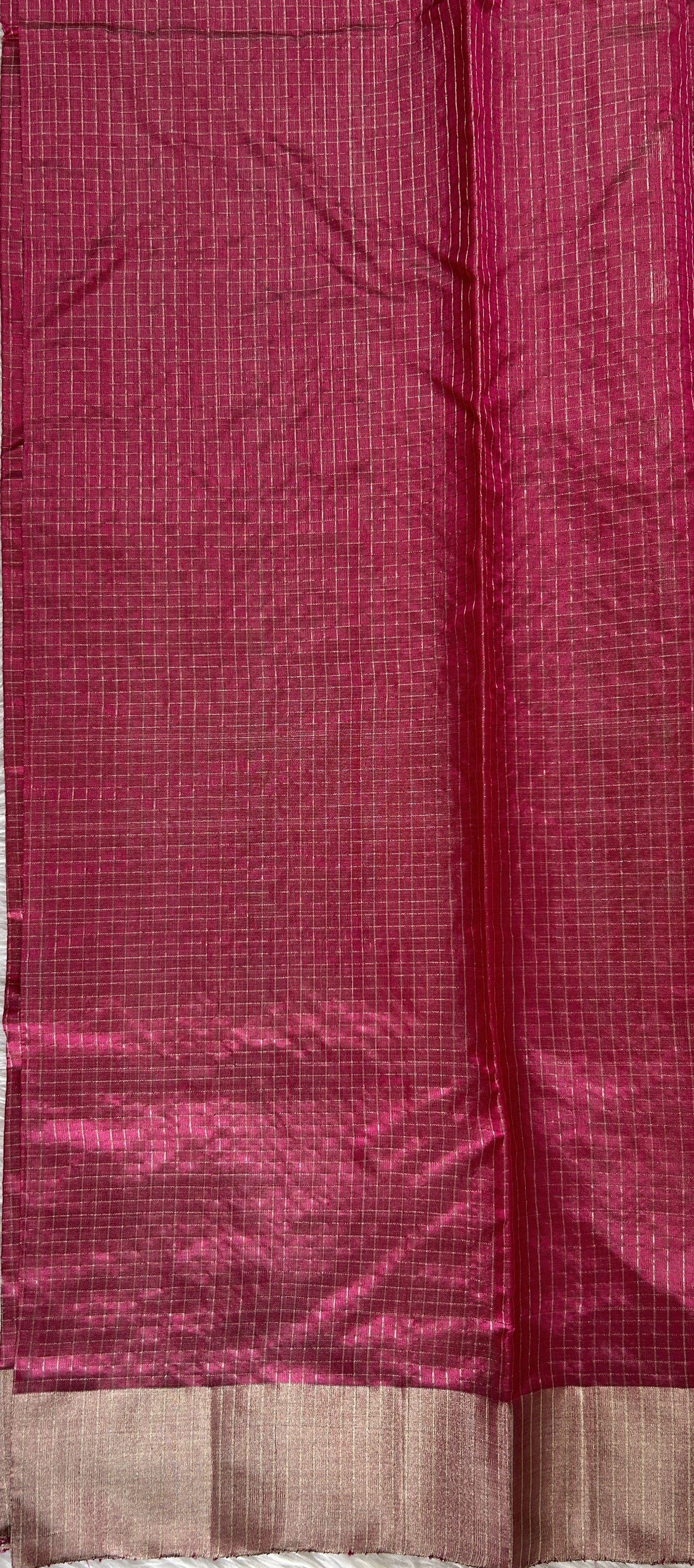 Chanderi Pattu Saree Dusty Rose colored saree complemented with a Silver Zari border - Sampradaya Designer Studio