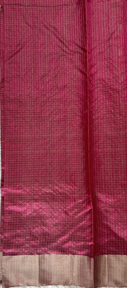 Chanderi Pattu Saree Dusty Rose colored saree complemented with a Silver Zari border - Sampradaya Designer Studio