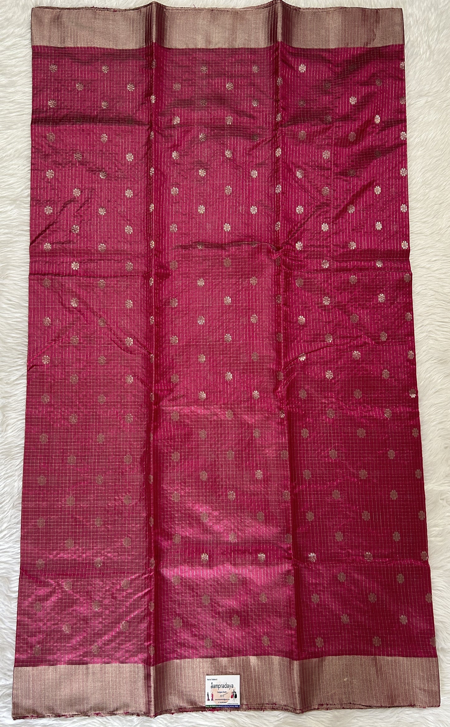 Chanderi Pattu Saree Dusty Rose colored saree complemented with a Silver Zari border - Sampradaya Designer Studio