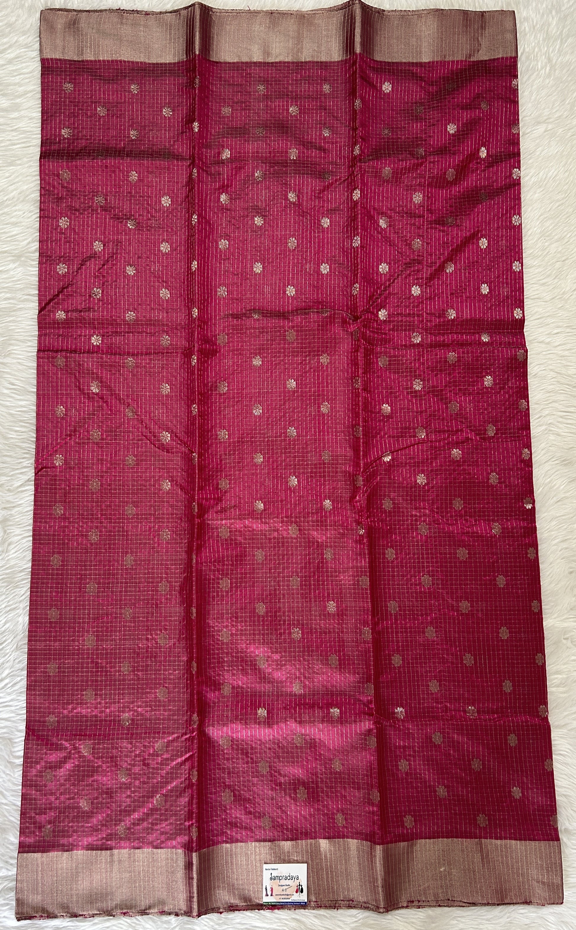 Chanderi Pattu Saree Dusty Rose colored saree complemented with a Silver Zari border - Sampradaya Designer Studio