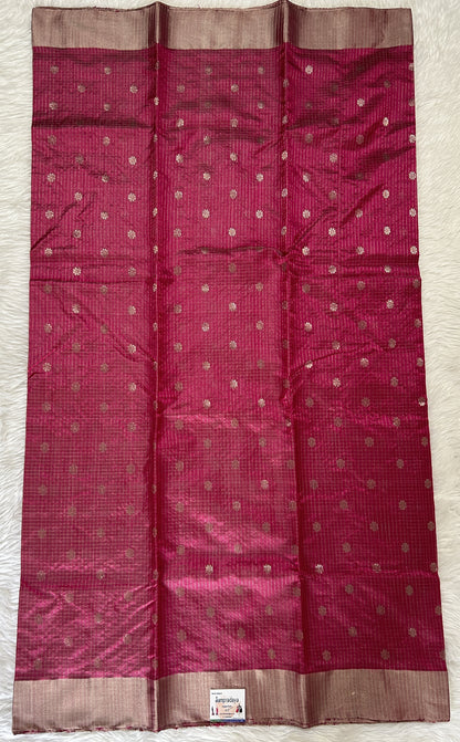 Chanderi Pattu Saree Dusty Rose colored saree complemented with a Silver Zari border - Sampradaya Designer Studio