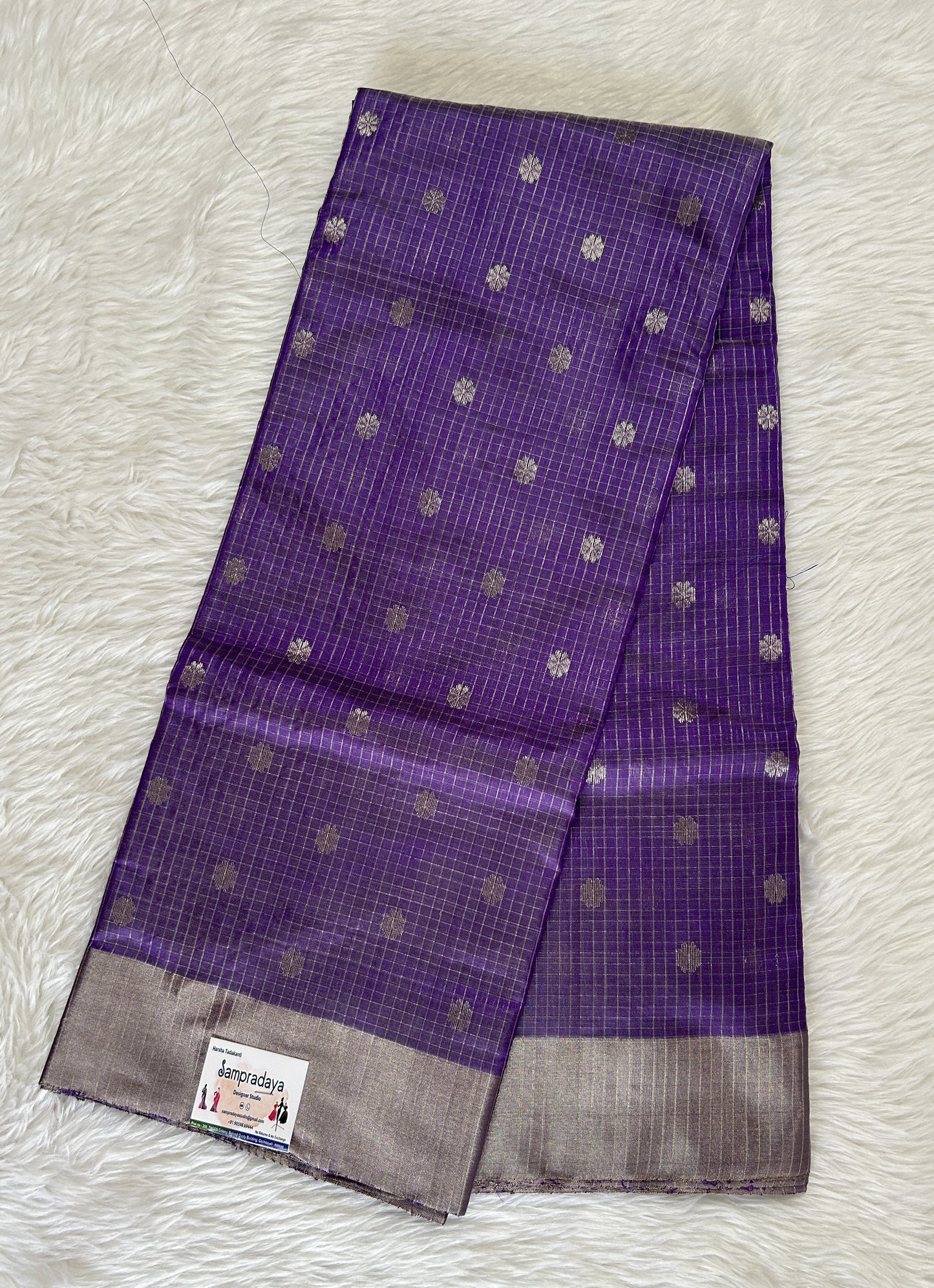 Chanderi Pattu Saree Lavender colored saree complemented with a Silver Zari border - Sampradaya Designer Studio