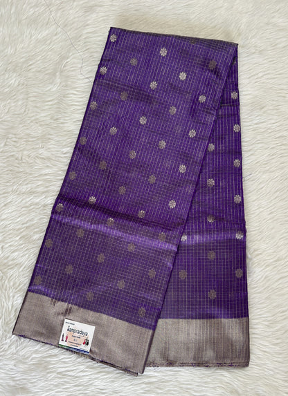 Chanderi Pattu Saree Lavender colored saree complemented with a Silver Zari border - Sampradaya Designer Studio