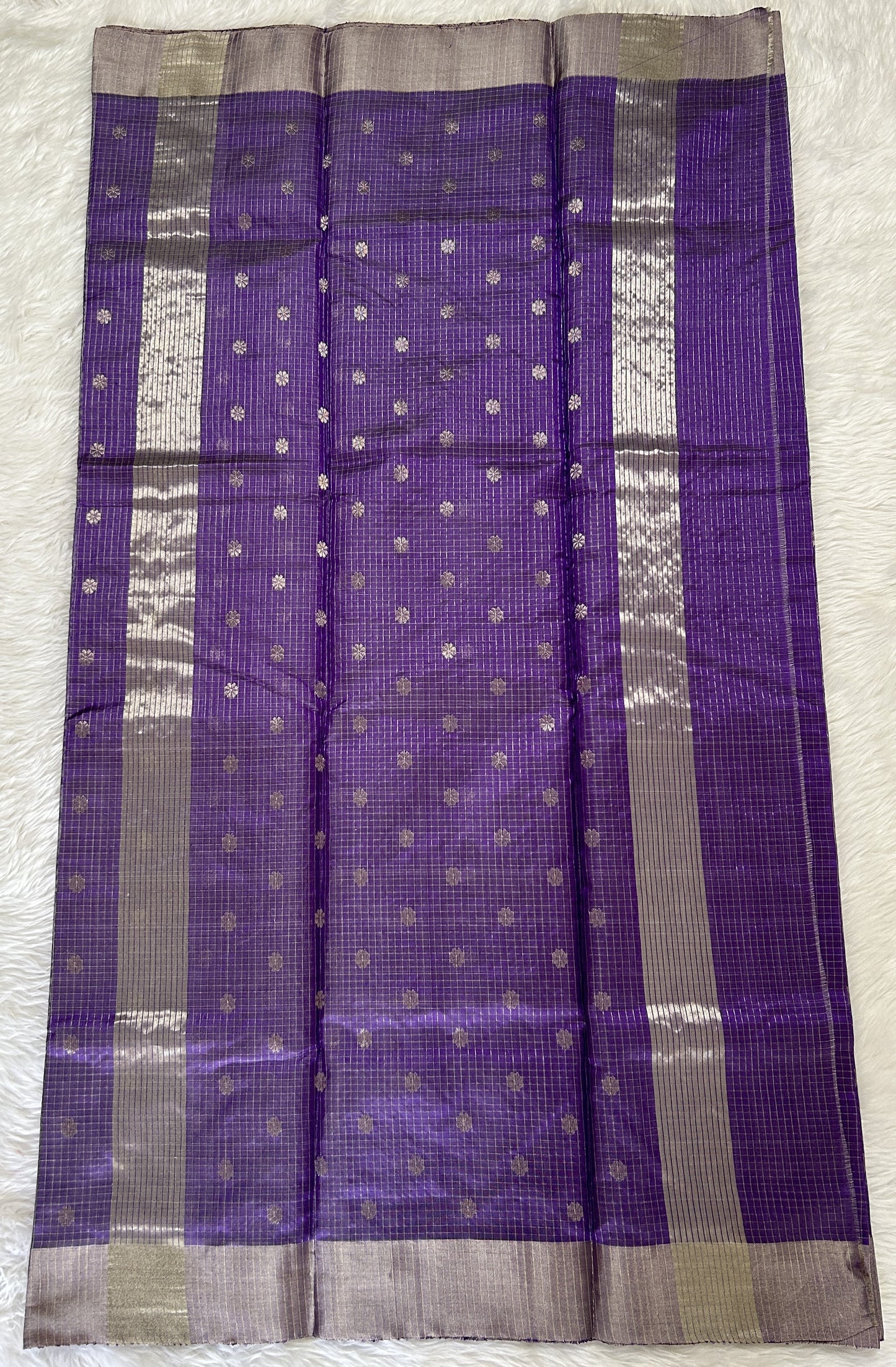 Chanderi Pattu Saree Lavender colored saree complemented with a Silver Zari border - Sampradaya Designer Studio