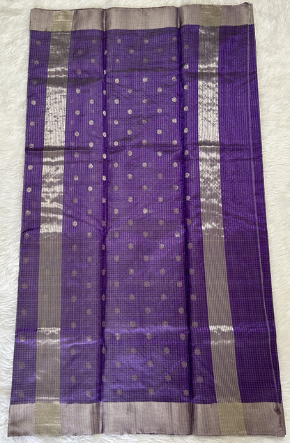 Chanderi Pattu Saree Lavender colored saree complemented with a Silver Zari border - Sampradaya Designer Studio