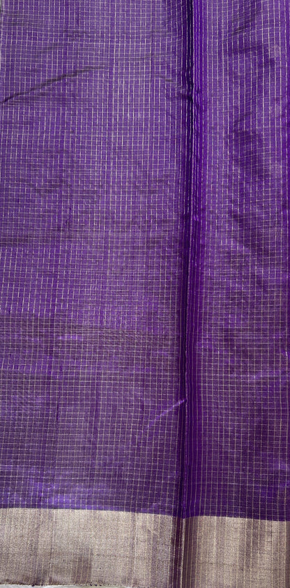 Chanderi Pattu Saree Lavender colored saree complemented with a Silver Zari border - Sampradaya Designer Studio