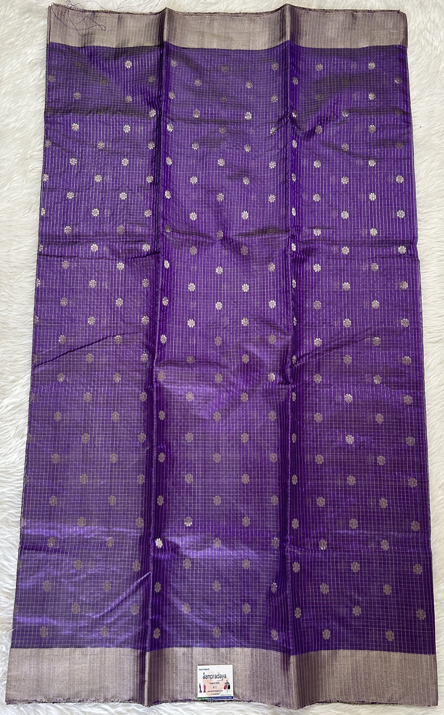 Chanderi Pattu Saree Lavender colored saree complemented with a Silver Zari border - Sampradaya Designer Studio