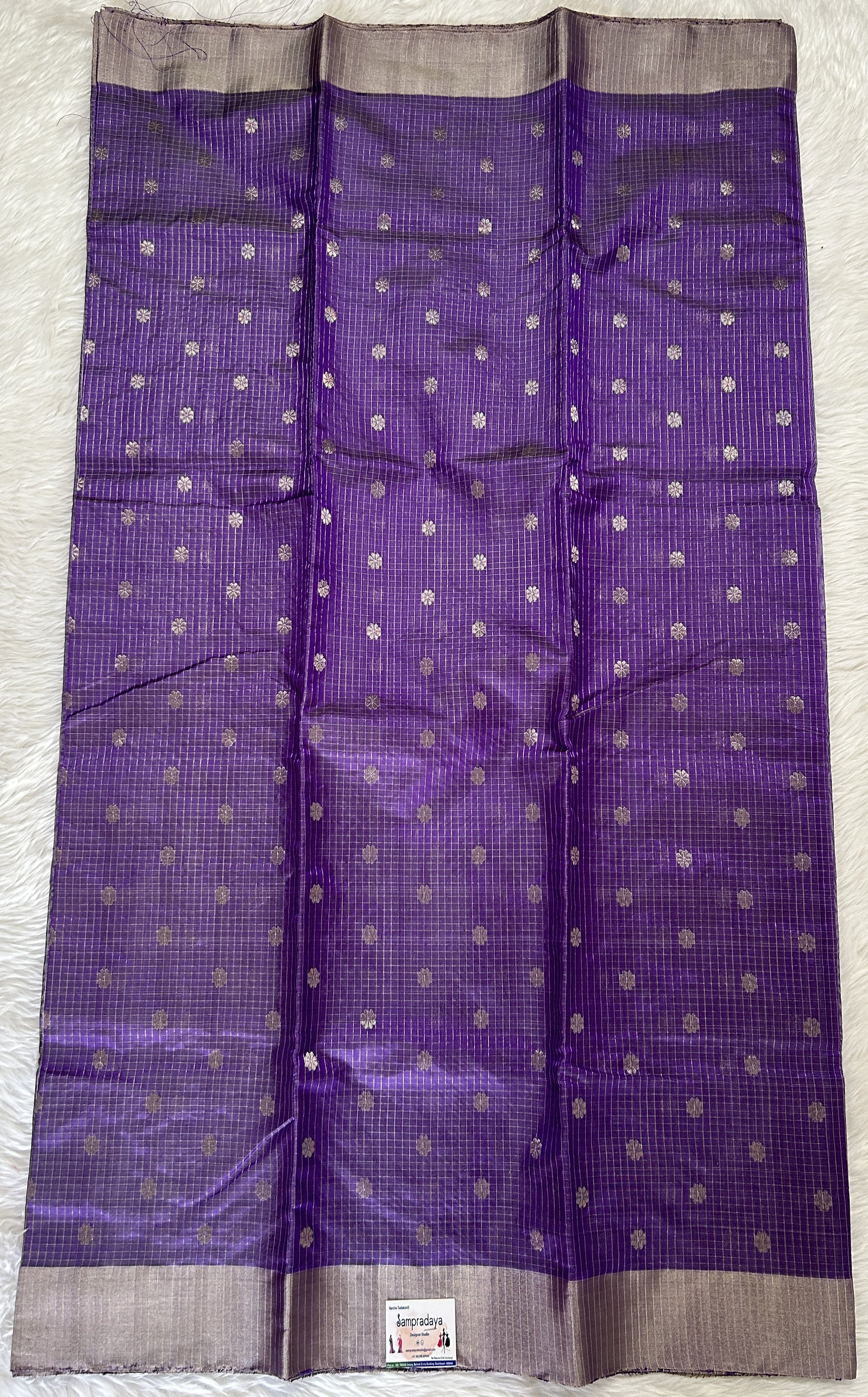 Chanderi Pattu Saree Lavender colored saree complemented with a Silver Zari border - Sampradaya Designer Studio