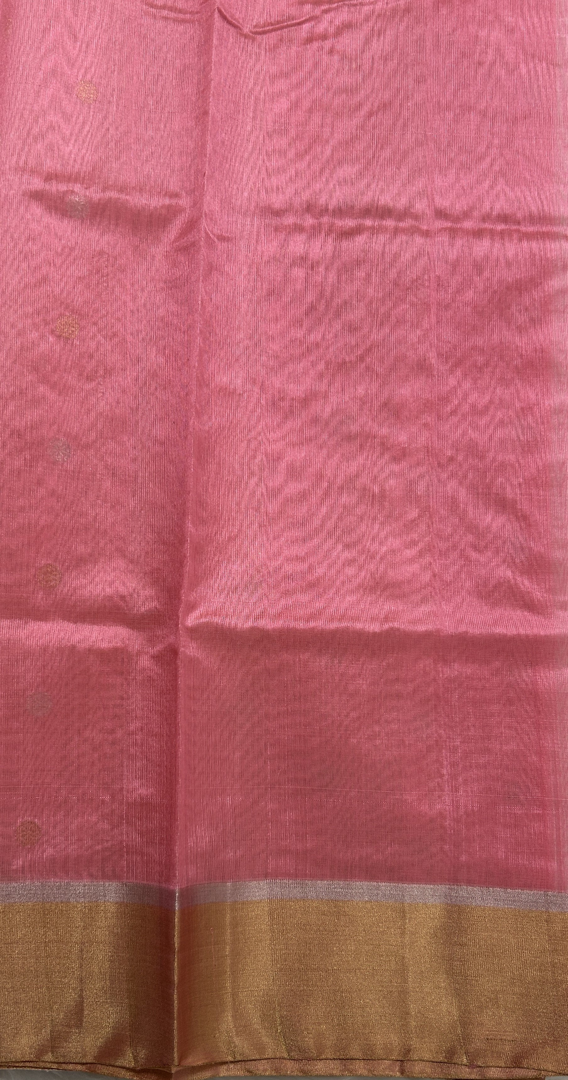 Chanderi Pattu Saree Light Peach colored saree complemented with a Gold Zari weaving Border - Sampradaya Designer Studio