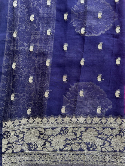 Semi Georgette Saree Pink Colored Elegantly Paired with Silver Zari Border. (Copy) - Sampradaya Designer Studio