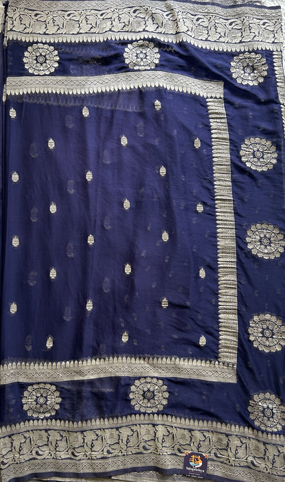 Semi Georgette Saree Pink Colored Elegantly Paired with Silver Zari Border. (Copy) - Sampradaya Designer Studio