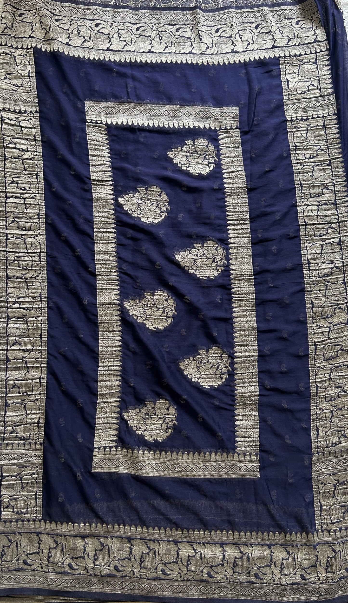 Semi Georgette Saree Pink Colored Elegantly Paired with Silver Zari Border. (Copy) - Sampradaya Designer Studio