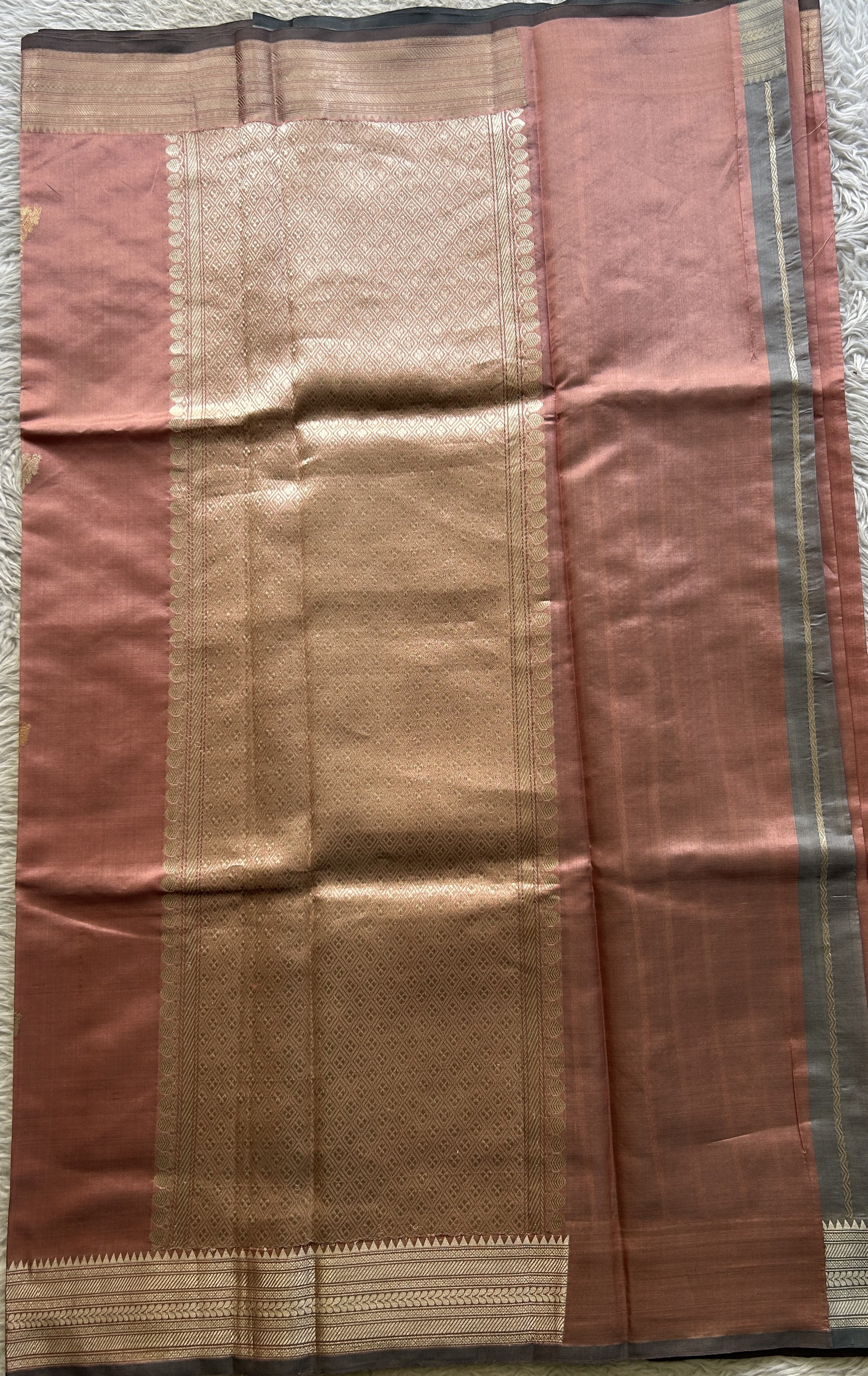 Banarasi Katan Silk Saree Light Pink Colored Elegantly Paired with a Zari border. - Sampradaya Designer Studio