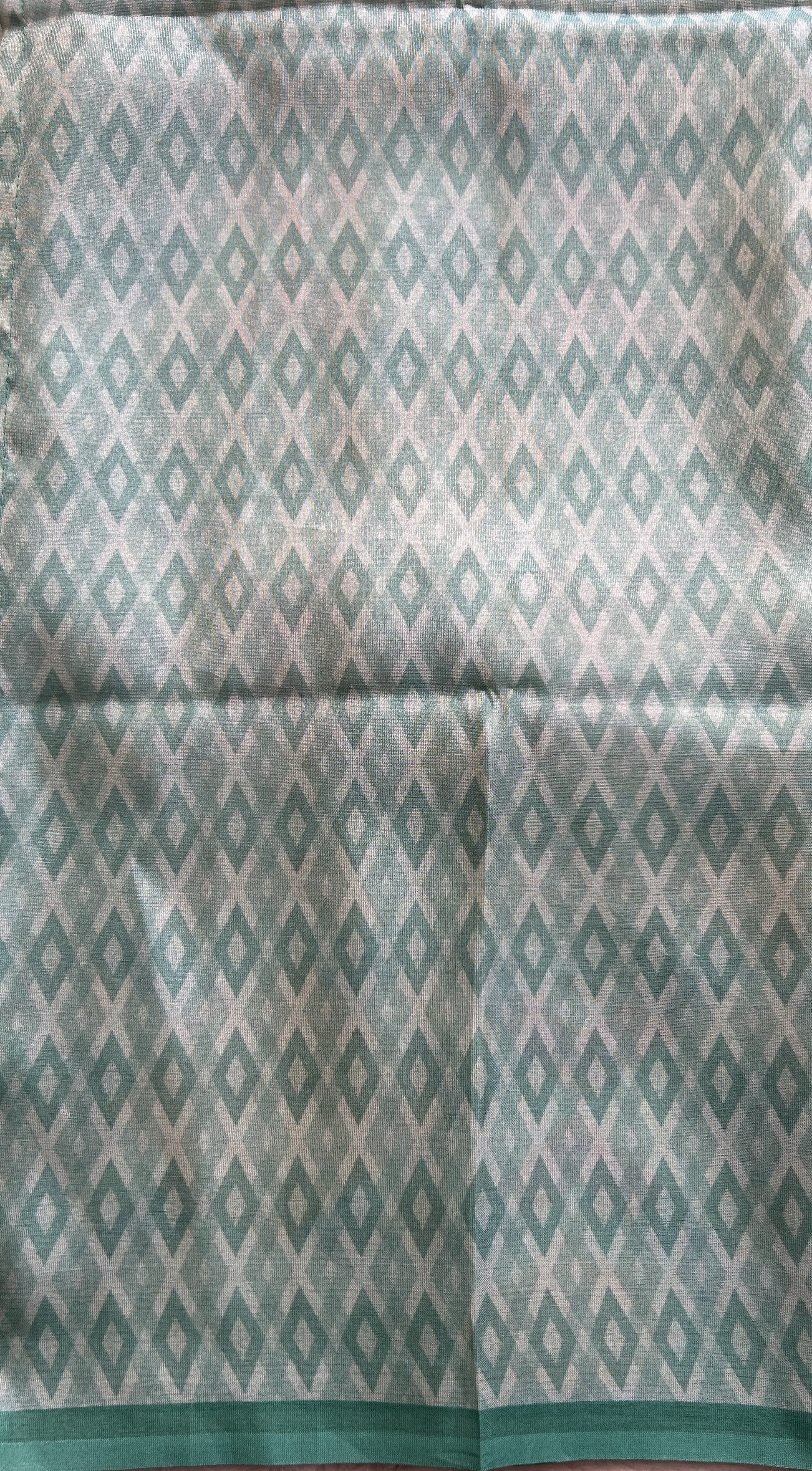 Semi Tussar Saree Sea Green Colored complemented with a Zari Border. - Sampradaya Designer Studio
