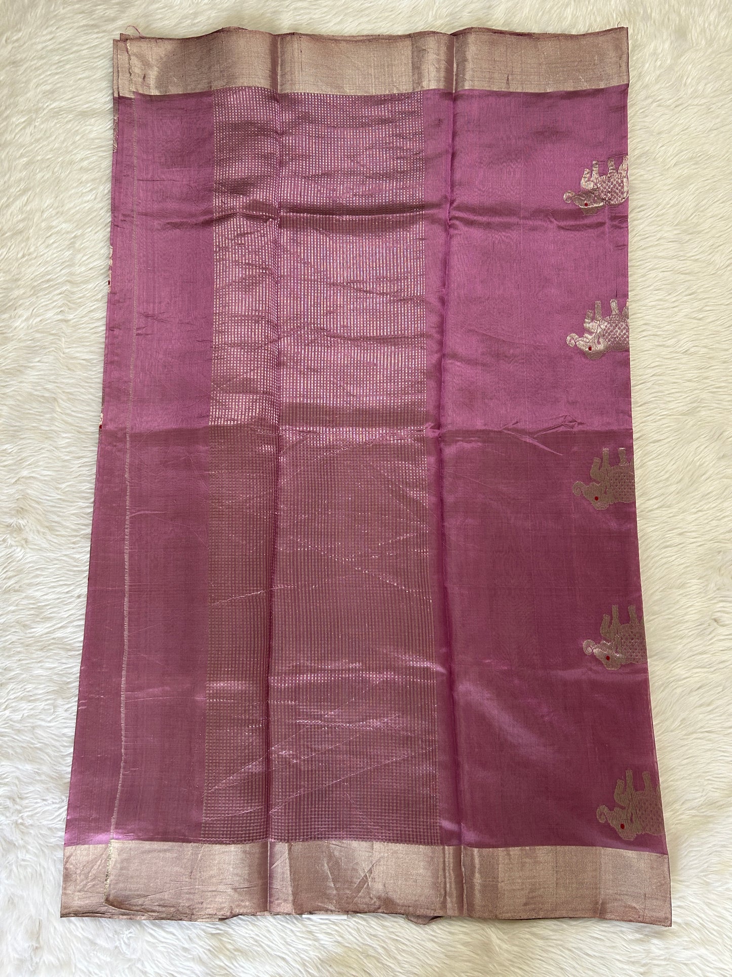 Chanderi Pattu Saree Flamingo Pink colored saree complemented with a Silver Zari Border - Sampradaya Designer Studio