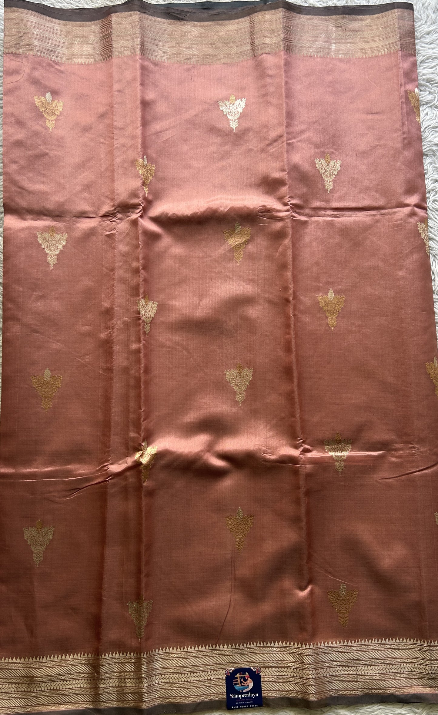 Banarasi Katan Silk Saree Light Pink Colored Elegantly Paired with a Zari border. - Sampradaya Designer Studio