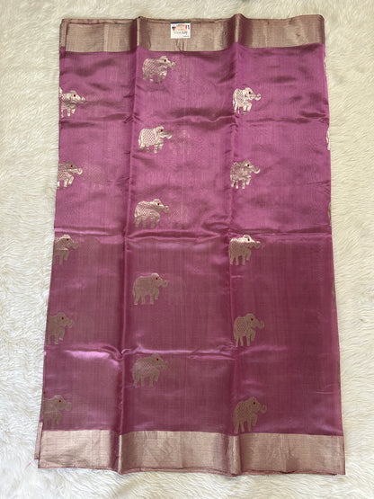 Chanderi Pattu Saree Flamingo Pink colored saree complemented with a Silver Zari Border - Sampradaya Designer Studio